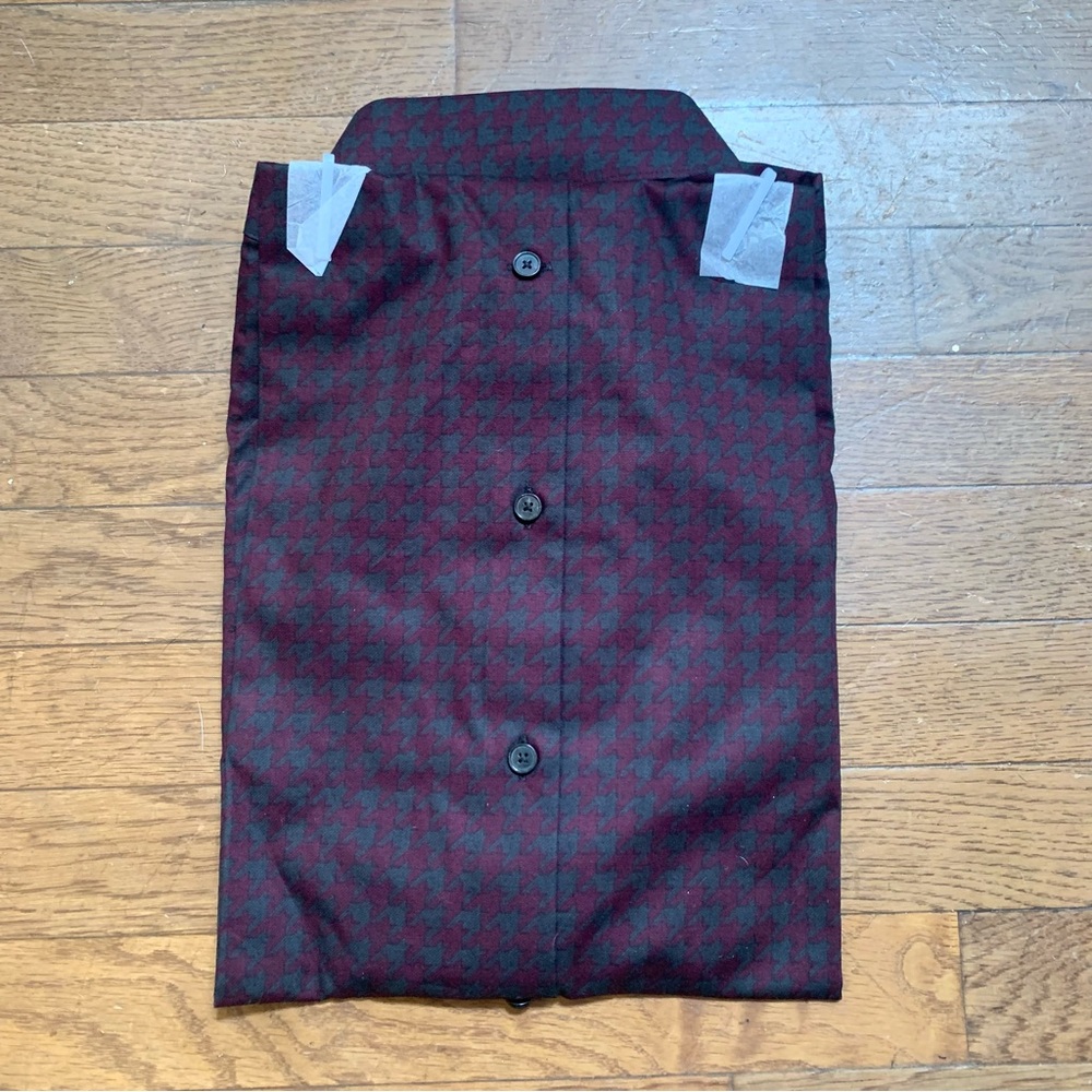 Express Burgundy and Grey Houndstooth Slim Fit Button -Down Shirt | M | NEW!! - Picture 2 of 10